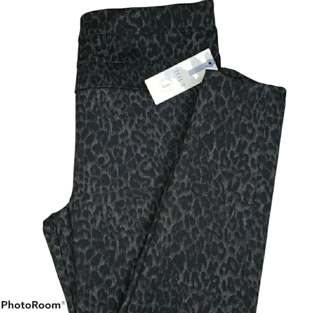Jolt Leopard Print Pants Leggings Black Size Large